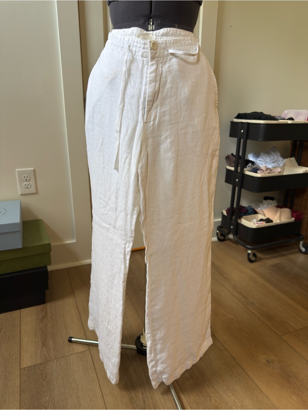 GAP White Linen Maxi Wide-Leg Skirt